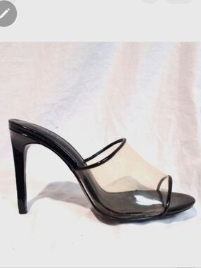 RAYE Black Patent w/Clear Vinyl Upper Mules